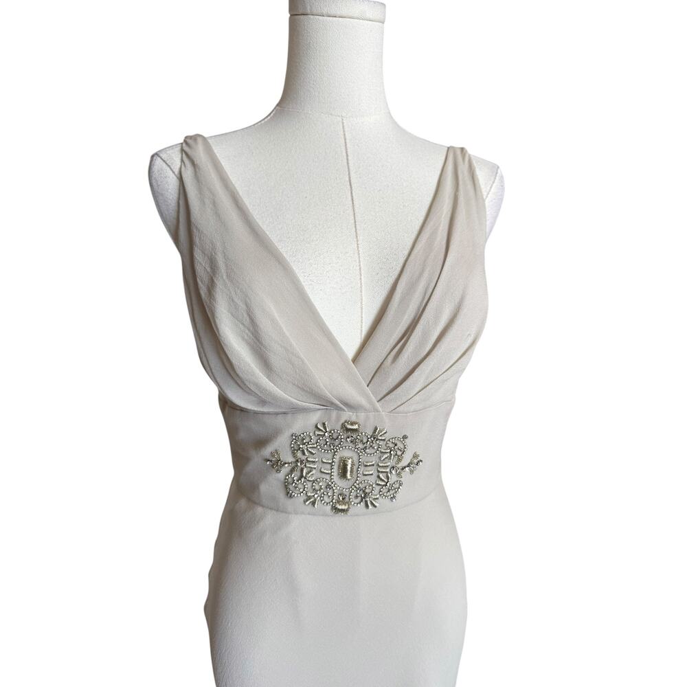 Collette Dinnigan NWT 100% Silk Silver Mist Hand Beaded Evening Gown Dress XS - Picture 7 of 16